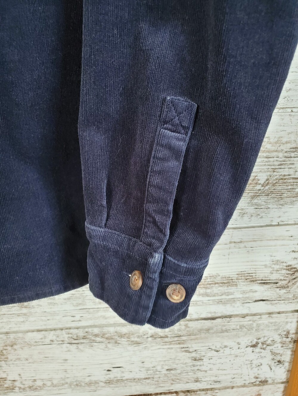 Duluth Trading Co Fine Wale Corduroy Popover Shirt Blouse Navy Blue Unisex - Picture 5 of 14